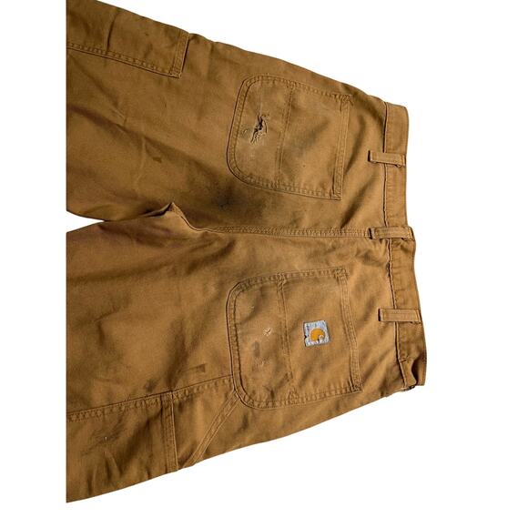 Carhartt Jeans Mens 32x31 Brown Carpenter Utility Work Dungaree Fit Y2K Distress - Picture 4 of 9
